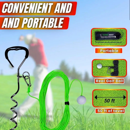 Swing Away - Golf Swing Trainer Ball with 50ft Return Rope